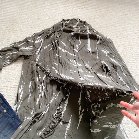 NWT Knox Rose olive tie dye open front top - Picture 4 of 11